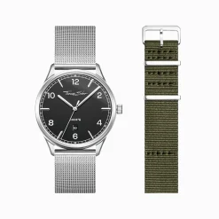 Sale Set Code TS schwarze Uhr und khaki Armband Damen Uhren|Damenuhren